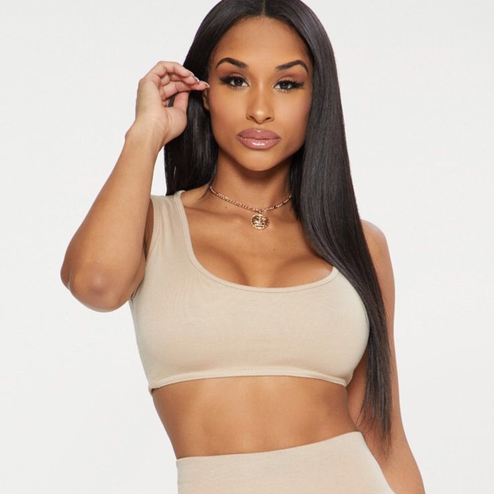 Nude Ponte Scoop Neck Crop Top